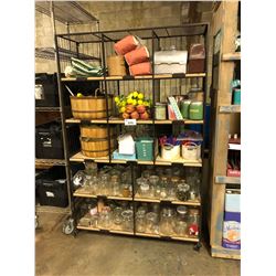 METAL 5 TIER  BOOKSHELF WITH ASSORTED GENERAL STORE ITEMS