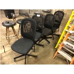 4 BLACK MID BACK TASK CHAIRS