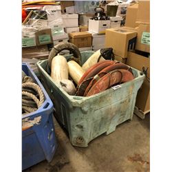 BIN OF ASSORTED BUOYS & MARINE PROPS