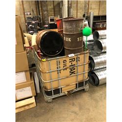 PALLET OF ASSORTED SET DEC: BROWN METAL STORAGE BARRELS