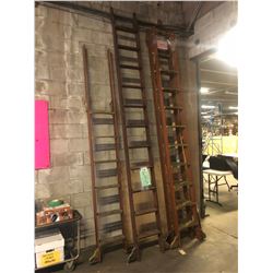 4 ORNATE ROLLING LIBRARY LADDERS WITH TRACKING & HARDWARE