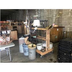 LARGE LOT OF ASSORTED FLOOR LAMPS, TABLE LAMPS & MORE - CART NOT INCLUDED