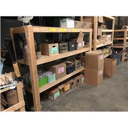 WOODEN SHELF WITH GLASS WARE CONTENTS