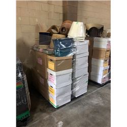 PALLET OF ASSORTED SET DEC: LIGHTING, DRAPERY, HARDWARE, LINEN & MORE