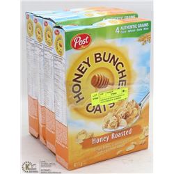4 BOXES OF HONEY BUNCHES OF OATS CEREAL, HONEY