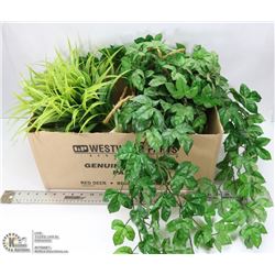 2 ARTIFICIAL PLANTS- W/ VASE AND BASKET