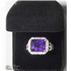 Image 2 : 6) STERLING SILVER AMETHYST MEN'S  RING