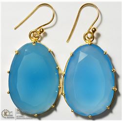 13) ST. SILVER GOLD PLATED CHALCEDONY EARRINGS