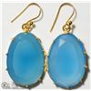 Image 1 : 13) ST. SILVER GOLD PLATED CHALCEDONY EARRINGS