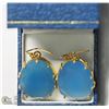 Image 2 : 13) ST. SILVER GOLD PLATED CHALCEDONY EARRINGS