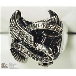 14) STERLING SILVER BIRD SHAPED MEN'S RING