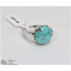 16) STERLING SILVER GENUINE TURQUOISE RING