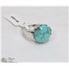 Image 1 : 16) STERLING SILVER GENUINE TURQUOISE RING