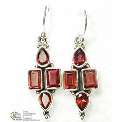 18) STERLING SILVER GARNET EARRINGS