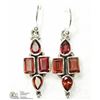 Image 1 : 18) STERLING SILVER GARNET EARRINGS