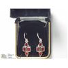 Image 2 : 18) STERLING SILVER GARNET EARRINGS