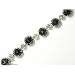 20) STERLING SILVER ONYX ANTIQUE DESIGN BRACELET