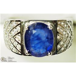 22) STERLING SILVER CZ MEN'S SAPPHIRE RING