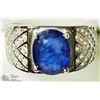 Image 1 : 22) STERLING SILVER CZ MEN'S SAPPHIRE RING