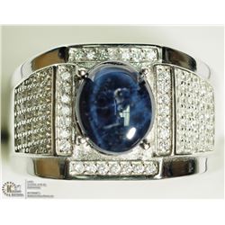 26) STERLING SILVER CZ MEN'S SAPPHIRE RING