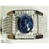 Image 1 : 26) STERLING SILVER CZ MEN'S SAPPHIRE RING