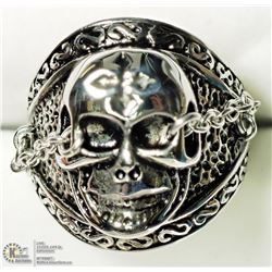 28) ST. SILVER 'GRIM REAPER' SHAPED MENS RING
