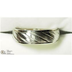 30) STERLING STEEL DIAGONAL STRIPE BAND MENS RING