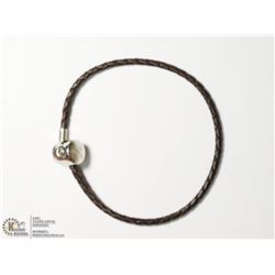 36) STERLING SILVER MEN'S BROWN LEATHER BRACELET