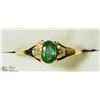 Image 1 : 37) 10K EMERALD & 2 DIAMOND RING