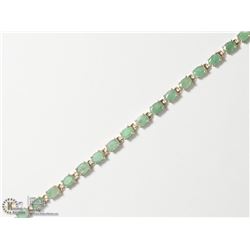 38) STERLING SILVER EMERALD TENNIS BRACELET