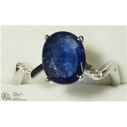 40) STERLING SILVER SAPPHIRE WITH CZ RING