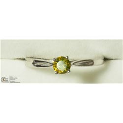 43) 10K GOLD FANCY YELLOW DIAMOND SOLITAIRE RING