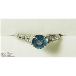 44) 14K GOLD BLUE SAPPHIRE DIAMONDS RING