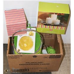 BOX OF NEW BOWLS, SHAKER CUP AND MORE