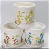 Image 1 : GROUP OF 3 CERAMIC FLOWER DESIGN PLANTING POTS