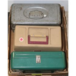 FLAT WITH 3 TACKLE BOXES INCL 1 OLD PAL.