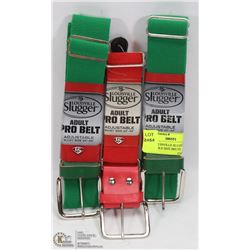 3 NEW LOUISVILLE SLUGGER ADJUSTABLE SIZE BELTS