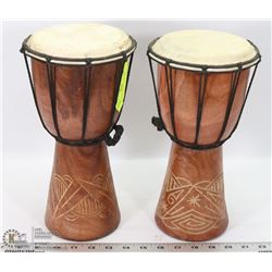 PAIR OF TEAK BONGO DRUMS