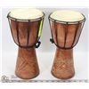 Image 1 : PAIR OF TEAK BONGO DRUMS