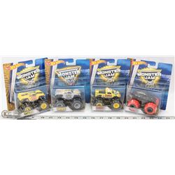 4 NEW HOTWHEELS MONSTER JAM DIE CAST TRUCKS
