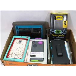FLAT WITH ASSORTED 15+ PHONE CASES WITH BATTERY