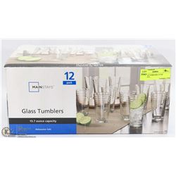 12 GLASS TUMBLERS 15.7OZ CAPACITY,