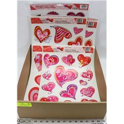 FLAT OF 30 ASSORTED FROM THE HEART WINDOW CLINGS