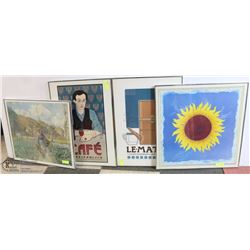 LOT OF 4 FRAMED ART PICTURES