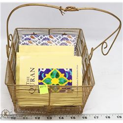 DECORATIVE METAL BASKET FULL OF COPIES OF