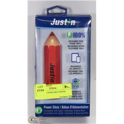 NEW JUSTIN PORTABLE PHONE CHARGER -