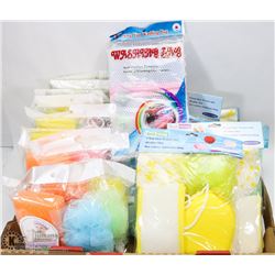FLAT OF BATH SCRUBBY SUPPLIES