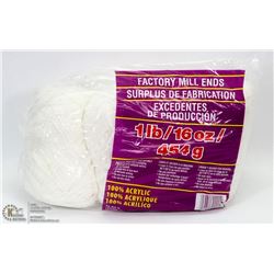 1LB BAG OF 100% ACRYLIC YARN WHITE