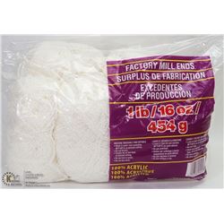 1LB BAG OF 100% ACRYLIC YARN WHITE