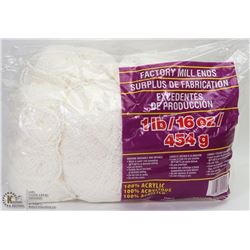 1LB BAG OF 100% ACRYLIC YARN WHITE